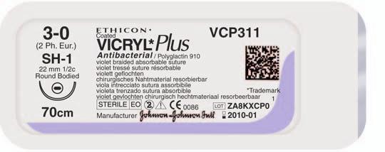 VICRYL Plus Vicryl Plus è la sutura intrecciata assorbibile antibatterica.