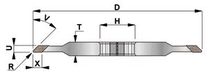 TOOTH SHARPENING Shape Ø D U X R1 R2 1F1 200 10,5 6 12 2 1F1 200 12 6 9 1 1F1