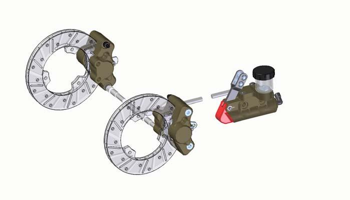 RR I-25: (vedi disegno), con recupero di gioco a 4 pistoncini, con disco freno flottante in ghisa diam.