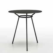 Ola 3 cm 74 inch 29,1 Basamento bistrot con struttura tre gambe in acciaio verniciato bianco o nero. I piani tondi in hpl e melaminico sono disponibili in diverse misure.