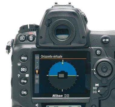 La Nikon D3 consente di verificare nel display il corretto allineamento della fotocamera.