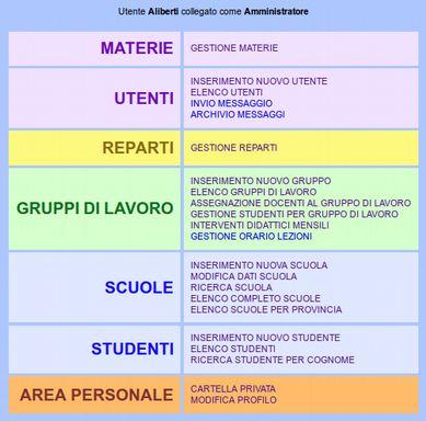 Menu principale amministratore e operatore L utente amministratore e