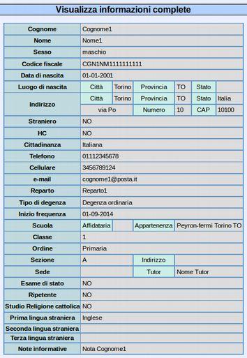 Informazioni studente E' possibile anche visualizzare le informazioni