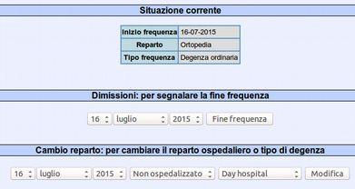 Cambio reparto e tipo di degenza Durante il periodo di degenza uno studente potrà cambiare più volte reparto e tipo degenza, mantenendo un unico registro.