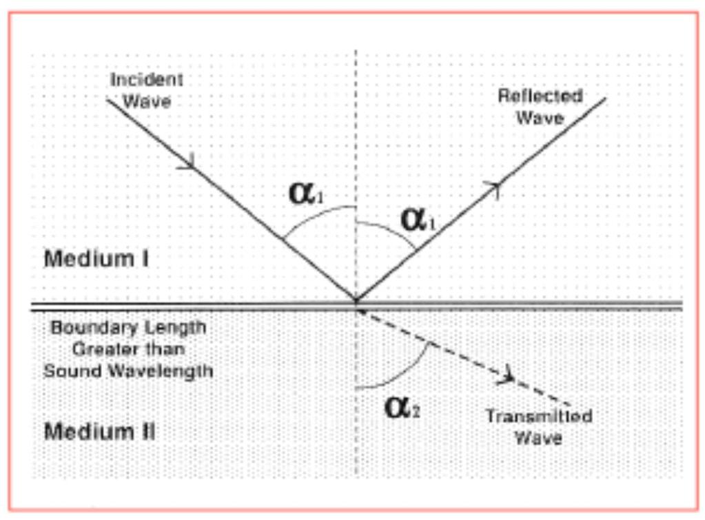 Riflessione e trasmissione delle onde ultrasonore L onda incidente e l onda riflessa sono inclinate dello stesso angolo a 1 che in