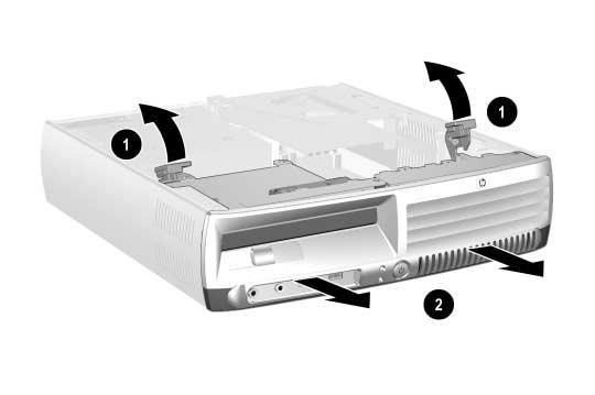 Tirare la levetta sui lati dello chassis del computer in alto e verso la parte