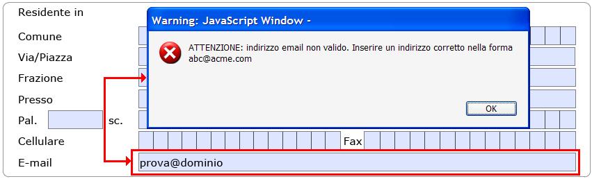 HELP CON MESSAGE BOX Altri messaggi di errore o di aiuto sono inviati dal sistema durante la compilazione del modello in