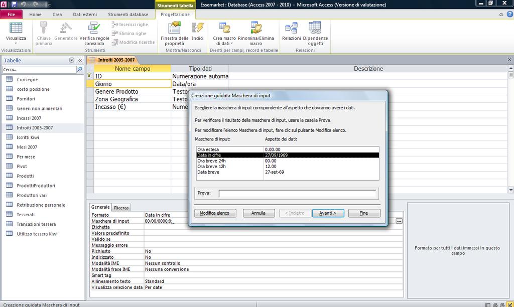 10 AM5 Database livello avanzato Riferimento al Sample Test AM5.1 Domanda n.3 Viene richiesto di creare una Maschera di input per il campo Giorno, in formato data in cifre. (vedi Figura 5.6) Figura 5.