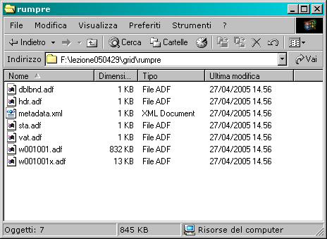 Il formato raster di ESRI Il formato dei raster ha una struttura su file system simile al formato arc/info standard delle coverage in formato