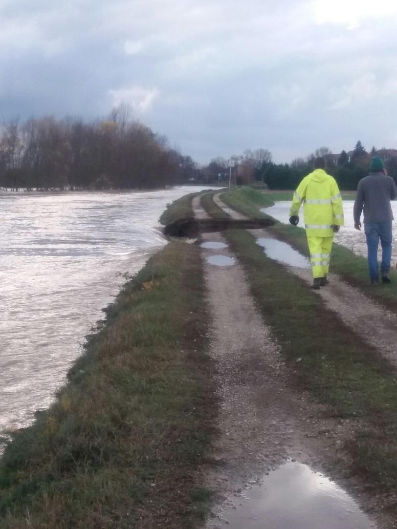 Foto 7 25/11/2016 h16:30: Rotta arginale a valle del ponte