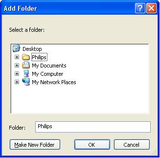 Nella finestra Add Folder (Aggiungi cartella), selezionare una cartella che contenga musica, foto o video che si desidera condividere con altri