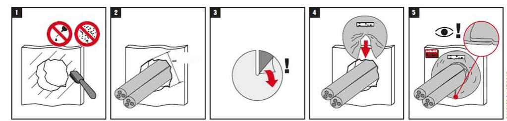 Cavi unipolari Ø 14 mm contenuto di rame: 35 mm 2 (per es. 1x35 mm 2 ); (densità cavo 23%) EI 90 Cavi Ø 21 mm EI 60 A 1.2.3 Tubi e condutture in plastica di piccole dimensioni Particolari della costruzione, vedere punto 1.