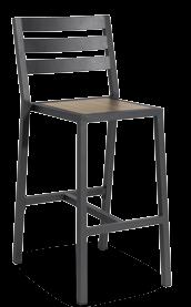 Barstool with polyester powder coated aluminum frame. HPL compact seat 12mm. ART.