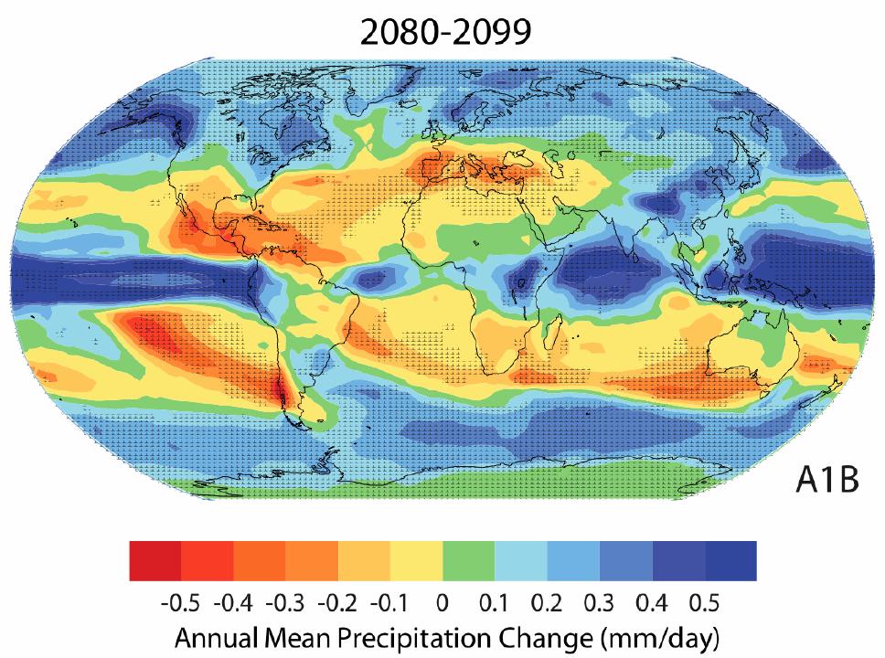 Distribuzione geografica del cambiamento futuro di temperatura e