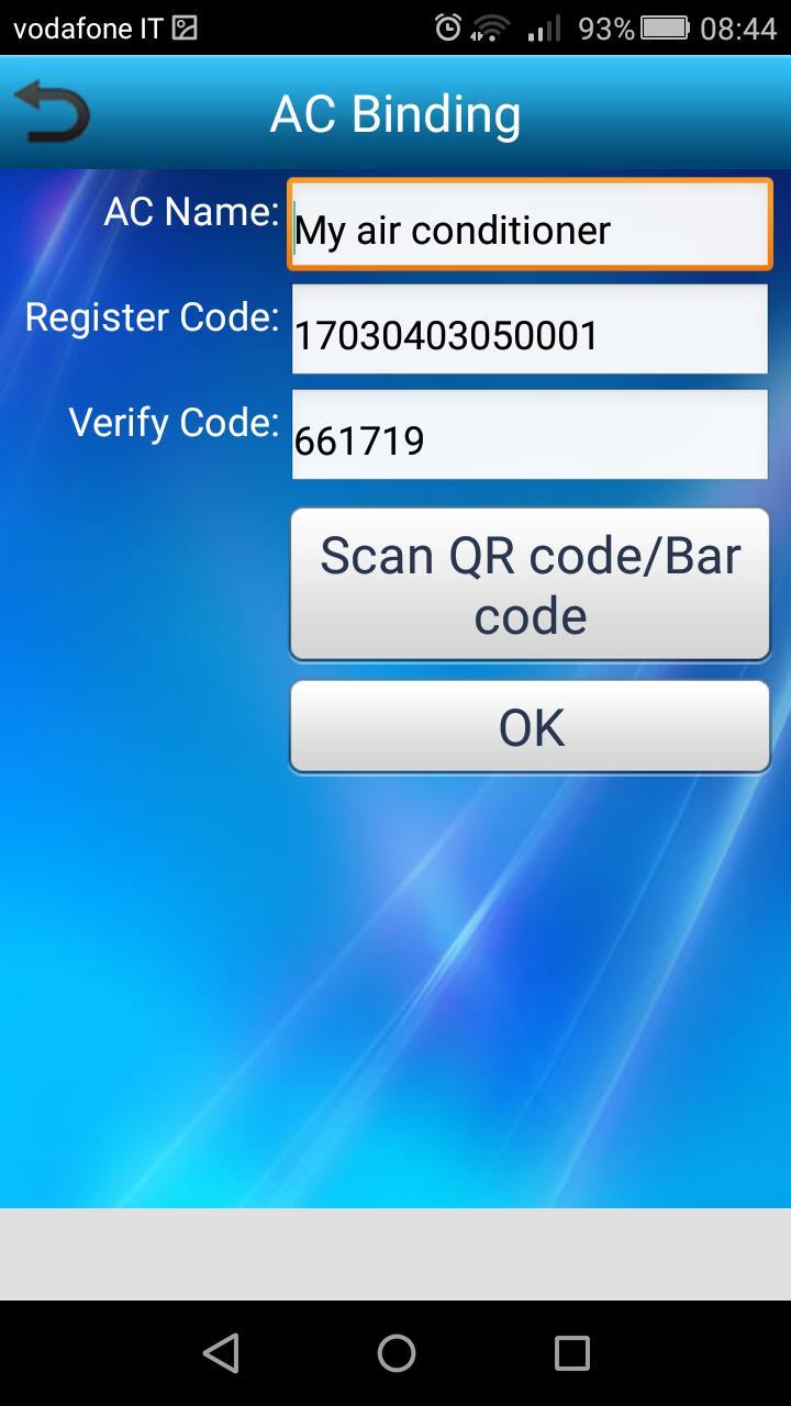 per acquisire il Register Code ed il Verify Code tramite la