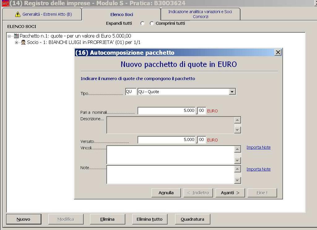 Figura 3 - Esempio di compilazione dell elenco soci.