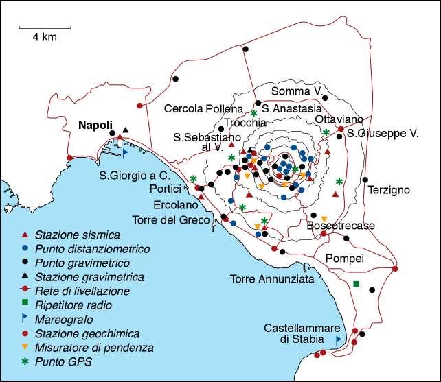 4.9 Rischio vulcanico Il primo passo per una buona previsione è la realizzazione di una rete di monitoraggio per registrare eventuali segni premonitori di un