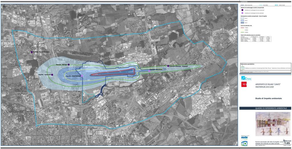 Figura 8-7 Rumore aeronautico allo stato di progetto: