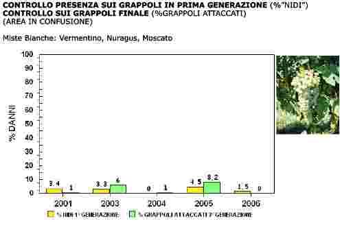 CONTROLLO PRESENZA SUI GRAPPOLI IN PRIMA GENERAZIONE (% NIDI ) CONTROLLO SUI