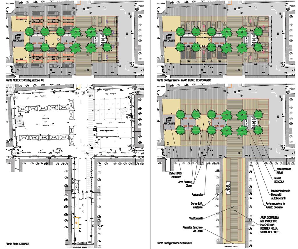 4 Stato attuale Parcheggio temporaneo Il trasferimento del mercato provvisorio nella sede definitiva di via del Ferro rende possibile l attuazione di un