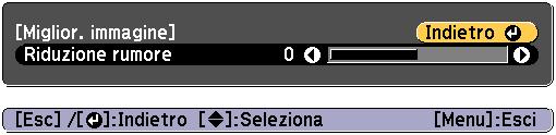 Regolzione delle immgini proiettte 72 Regolzione dell risoluzione dell'immgine (Miglior. immgine) È possibile regolre l risoluzione dell'immgine utilizzndo Miglior.