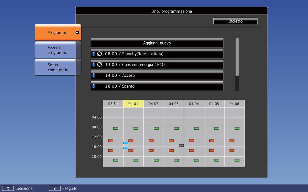 Funzione di progrmmzione 87 Controllo di un progrmm b Premere il tsto [Menu] durnte l proiezione. Selezionre Imp. progrmmzione d Avnzte.