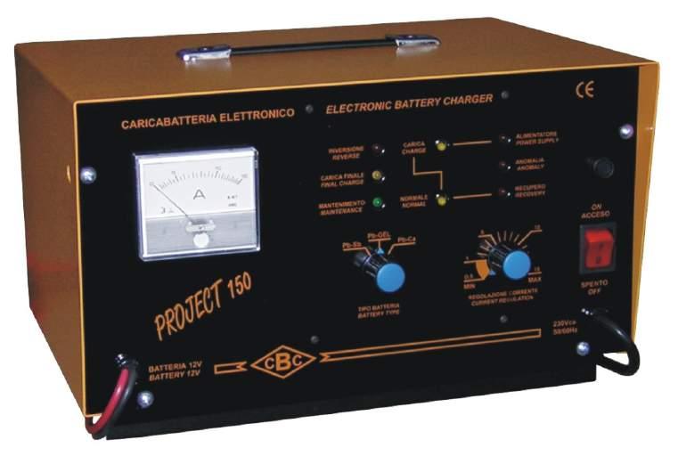 Electronic PROJECT 150 Caricabatterie elettronico con carica controllata in corrente e tensione, con funzione di mantenimento, per batterie al piombo WET (rabboccabile), MF (non rabboccabile)