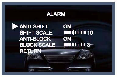 ANTI-BLOCK: nel caso di oscuramento della telecamera verrà attivato il messaggio di allarme BLOCKING DETECTED.