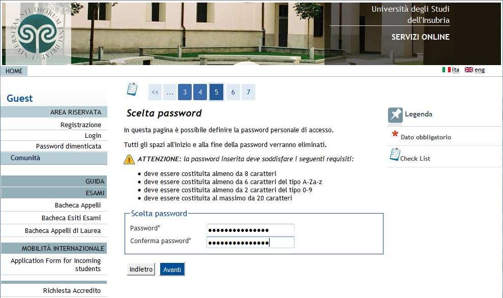 4 scegliere una password secondo i criteri