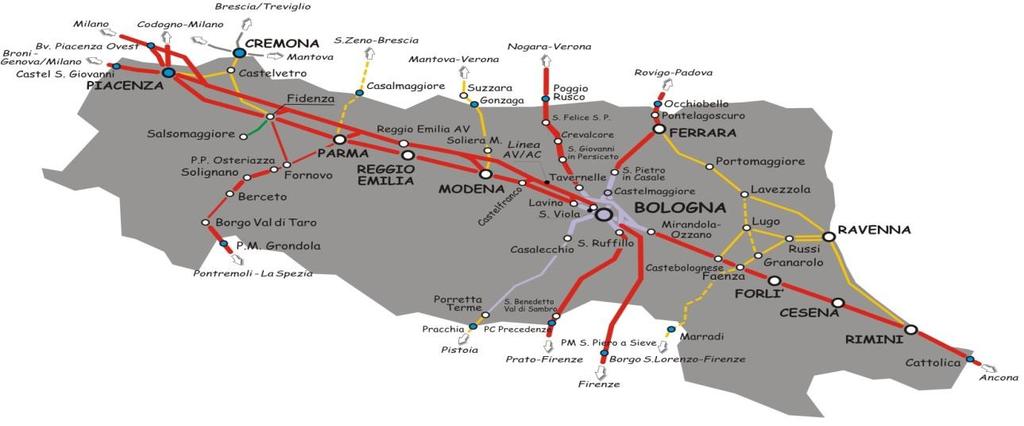 RFI per il TPL in Emilia Romagna: infrastrutture e tecnologie Rete Ferroviaria Italiana (RFI) gestisce in Emilia Romagna 1.306 km di linee ferroviarie.