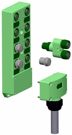 Box sensore / attuatore 1 Box sensore / attuatore M12 8P 1008 242 2 Distributore a Y 3 poli, M12 1008 246 3 Vite di chiusura M12 1006 905 4