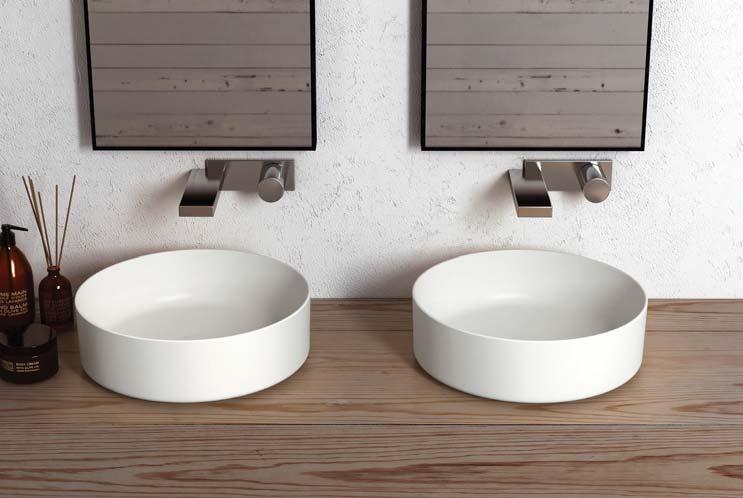 8 9 lavabo Shui Comfort tondo 40 Shui Comfort round 40 washbasin finitura / finish Talco lavabo Minimo tondo Minimo