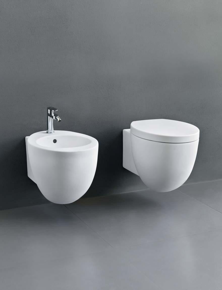 90 design Claudio Silvestrin collezione Le Giare 91 wc sospeso wall-hung wc 37 x 55 x 37,5h - LGVS finitura / finish Talco bidet sospeso con bacino reverso reverse shape wall-hung bidet 37 x 55 x