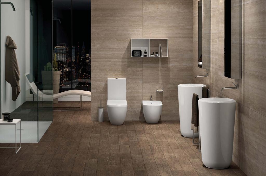 104 design Marco Piva collezione Fluid 105 wc monoblocco monoblock toilet 37 x 68 x 85,5h - FLVM+FLCM finitura / finish Bianco / White bidet a terra / back to wall