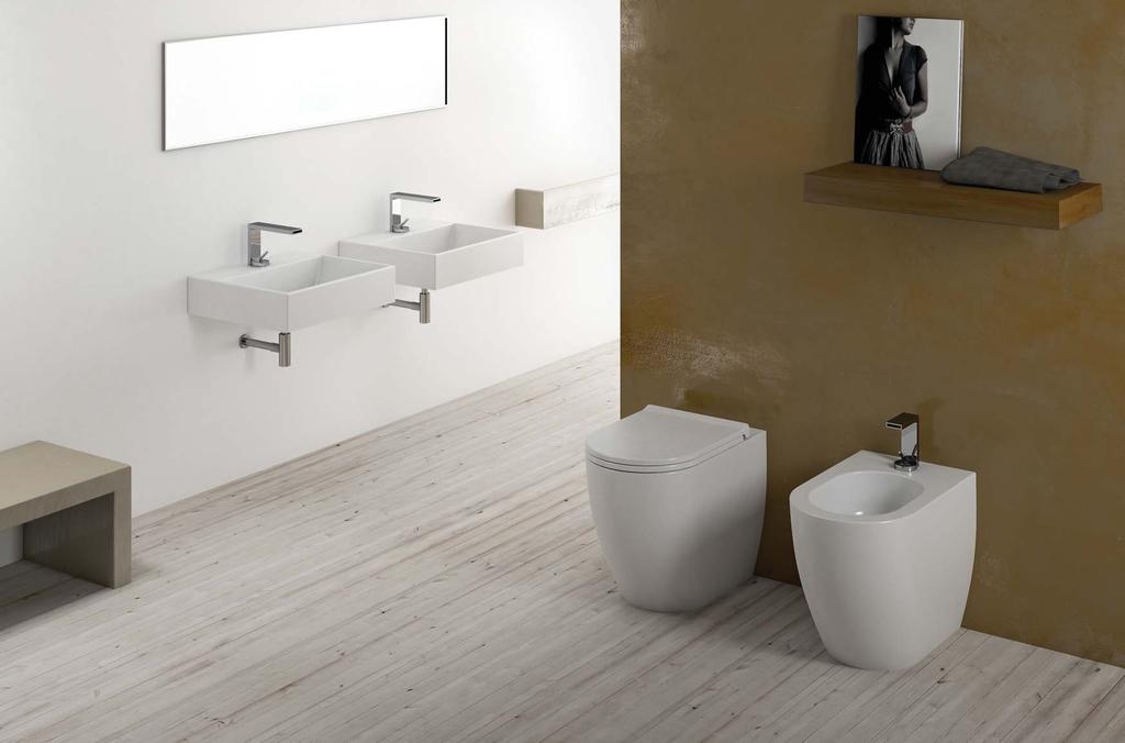 164 collezione Smile 165 lavabo rettangolare 50 rectangular 50 washbasin 50 x 46 x 13h - SMLAA50 finitura / finish Bianco / White wc a terra mini mini back to