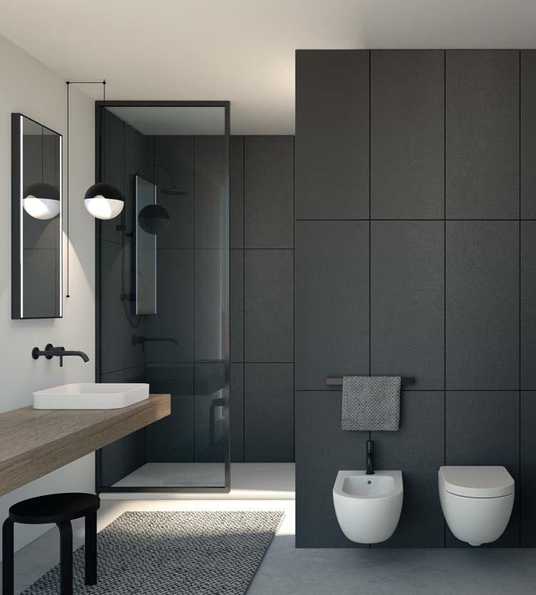 180 design Karim Rashid collezione Karim 181 Lavabi / Washbasins wc e bidet sospesi finitura Talco / wall-hung wc and bidet Talco f inish lavabo semincasso quadrato finitura Talco / semi-recessed