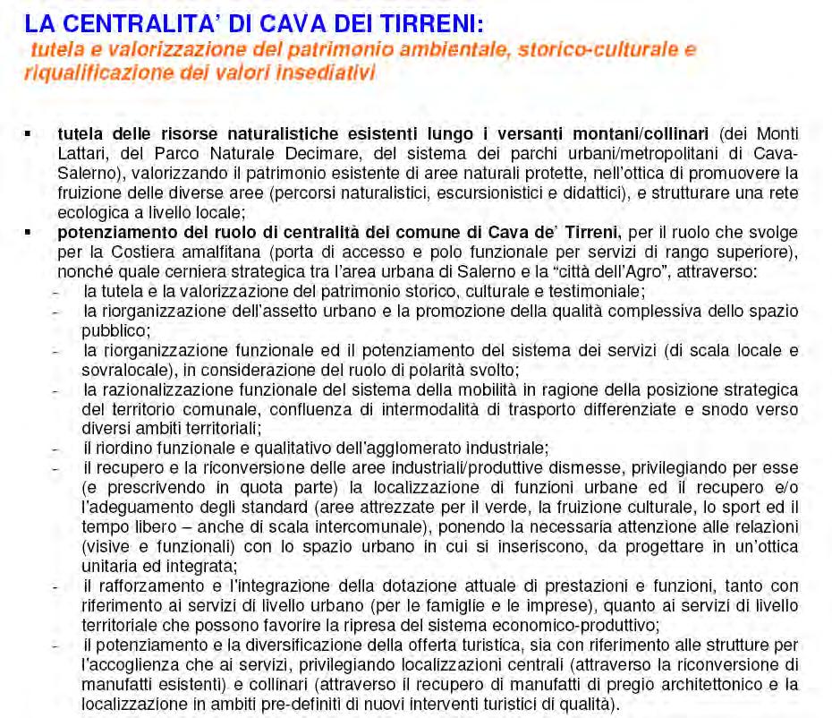 estratto dal Piano Territoriale di Coordinamento della provincia di Salerno - Strategie