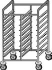 l Carrelli portavassoi struttura a tubo tondo Questi carrelli prevedono il trasporto dei vassoi con il sistema a colonne affiancate (in linea).