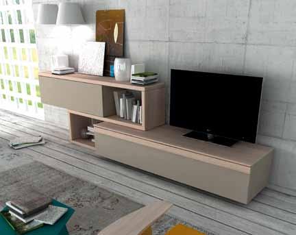 120 P.34 H.60 (maniglia: push; struttura: rovere crudo; frontali: vetro ) Wall unit with glass W.120 D.34 H.60 (handle: push; structure: rovere crudo; fronts: vetro ) Libreria a giorno L.30 P.34 H.96 (struttura: rovere crudo) Open bookcase W.