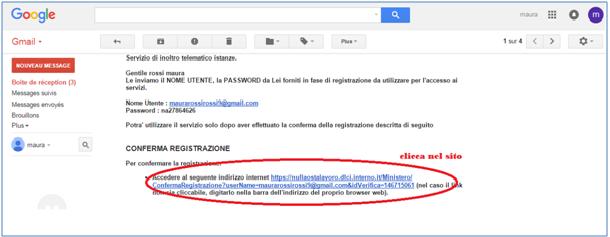 c) quindi, nel sito delministero si confirma la registrazione,per
