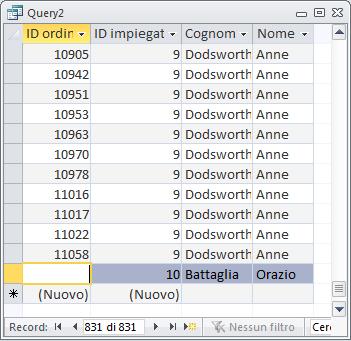 IDOrdine, Impiegati.IDImpiegato, Impiegati.Cognome, Impiegati.