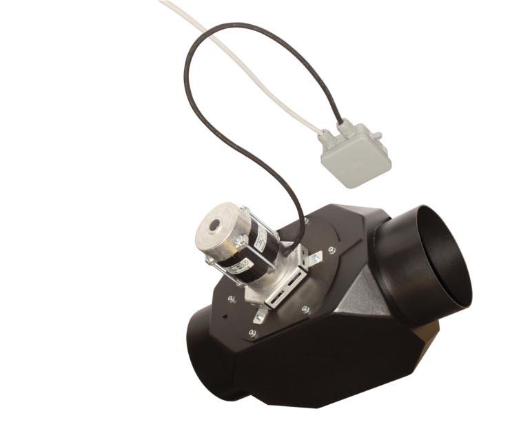 Vetilatore gas di scarico (accessorio HVS) Ventilatore gas di scarico Per un ottimale espulsione dei fumi di scarico durante il caricamento della camera di combustione.