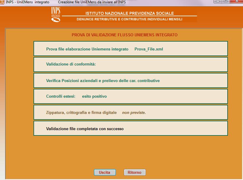 4.6 Prova validazione file Nel caso in cui si sia scelta l opzione di prova di validazione del file (pag.5), saranno visibili e stampabili eventuali errori ma non sarà permessa la forzatura.