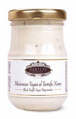 Black Truffle Vegan Mayonnaise ingredients: Seed Oil Corn, Almond Milk, Fine Black Truffle (origin Italy), Lemon Juice, Salt, White Wine