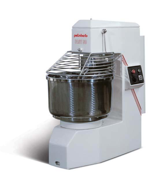 Impastatrice a spirale a vasca fissa Spiral mixer with fixed bowl FAST 50 FAST Esegue sia impasti diretti, anche con alta percentuale d acqua, che impasti duri adattandosi così sia alle tradizionali