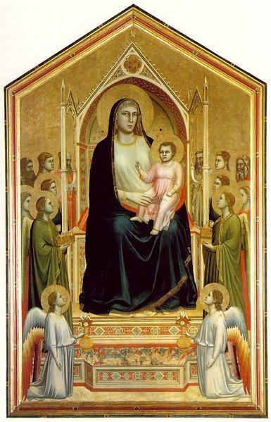 Madonna di Ognissanti, ca 1310, tempera e oro su tavola, 325 x 204. Firenze, Galleria degli Uffizi Soggetto dell opera. La Madonna in trono con il Bambino, angeli e santi.