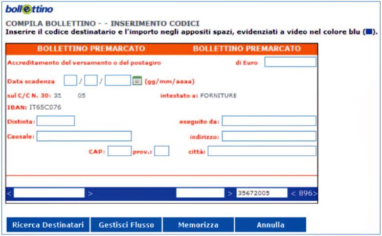 Nell inserimento manuale, è obbligatorio inserire tutti i campi in rosso: BOLLETTINO SINGOLO Data Scadenza Importo