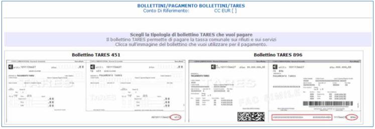 14.1.3 TARES Il servizio consente all Azienda di pagare bollettini TARES in modalità on-line, addebitando il conto corrente postale prescelto nella sezione Conto.