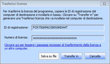 3. Copia l ID di registrazione che appare sul computer di destinazione nel campo dell ID di registrazione sul computer di partenza. 4.