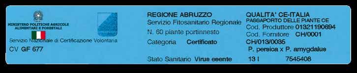 L azienda è associata all ASSOFLORA che cura la gestione del campo di piante madri per la produzione delle gemme virus controllate e si avvale per la certificazione del controllo dell OSSERVATORIO